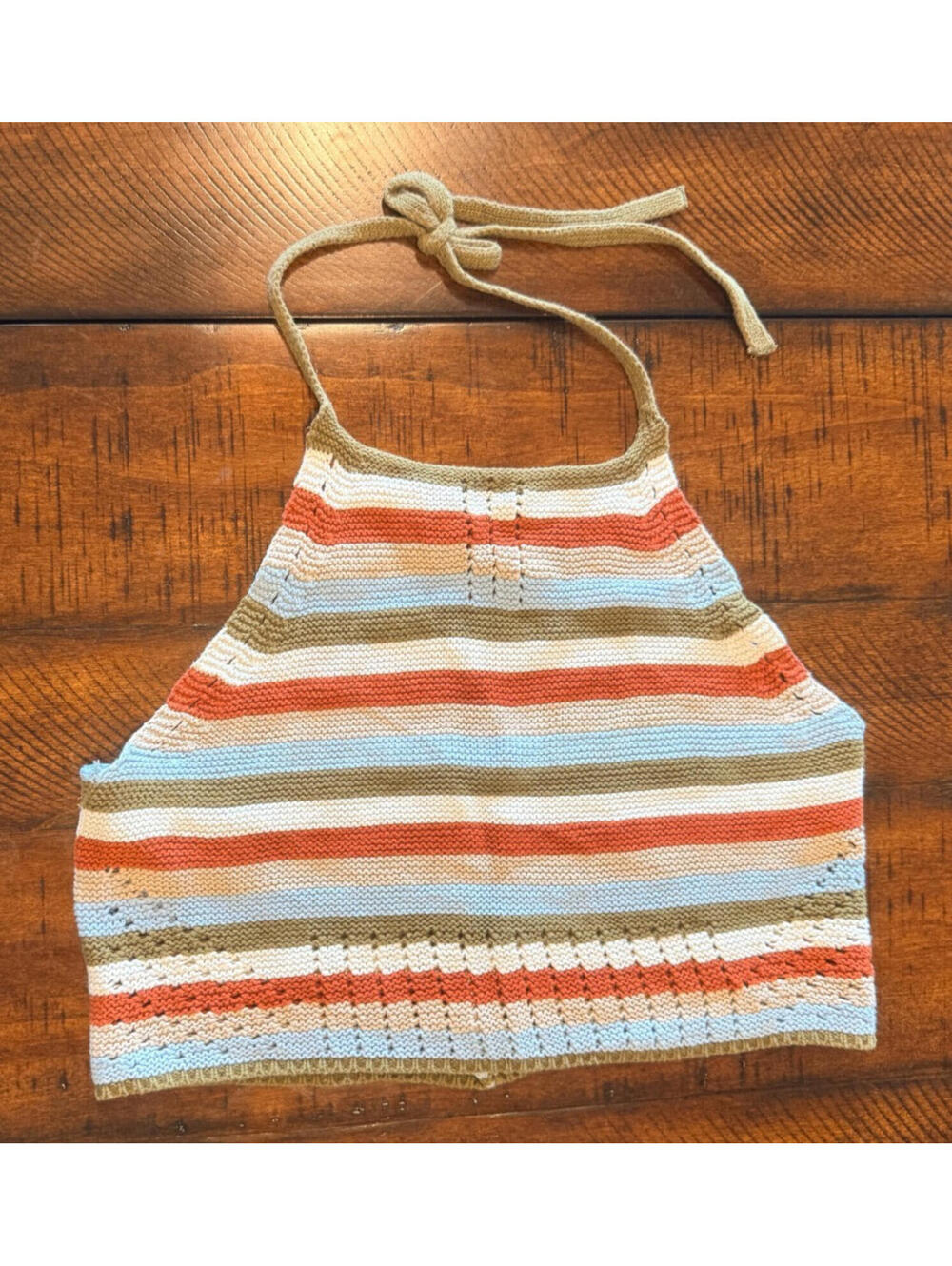 Garage Striped Crochet Halter Top - Size Medium